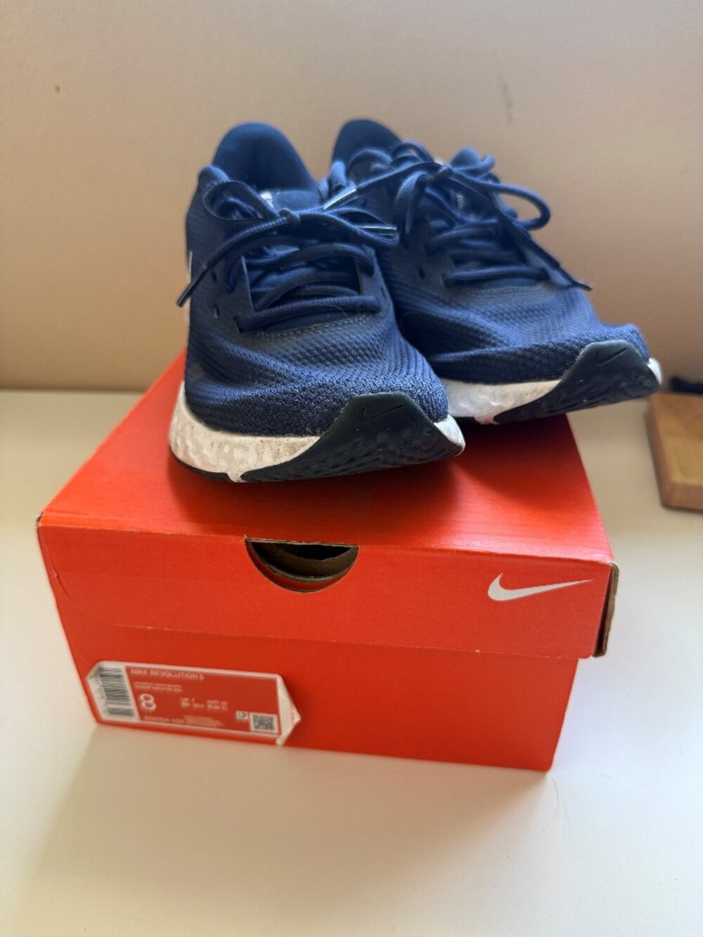 Nike Revolution 5 Running Shoes | Midnight Navy/White | Size 8